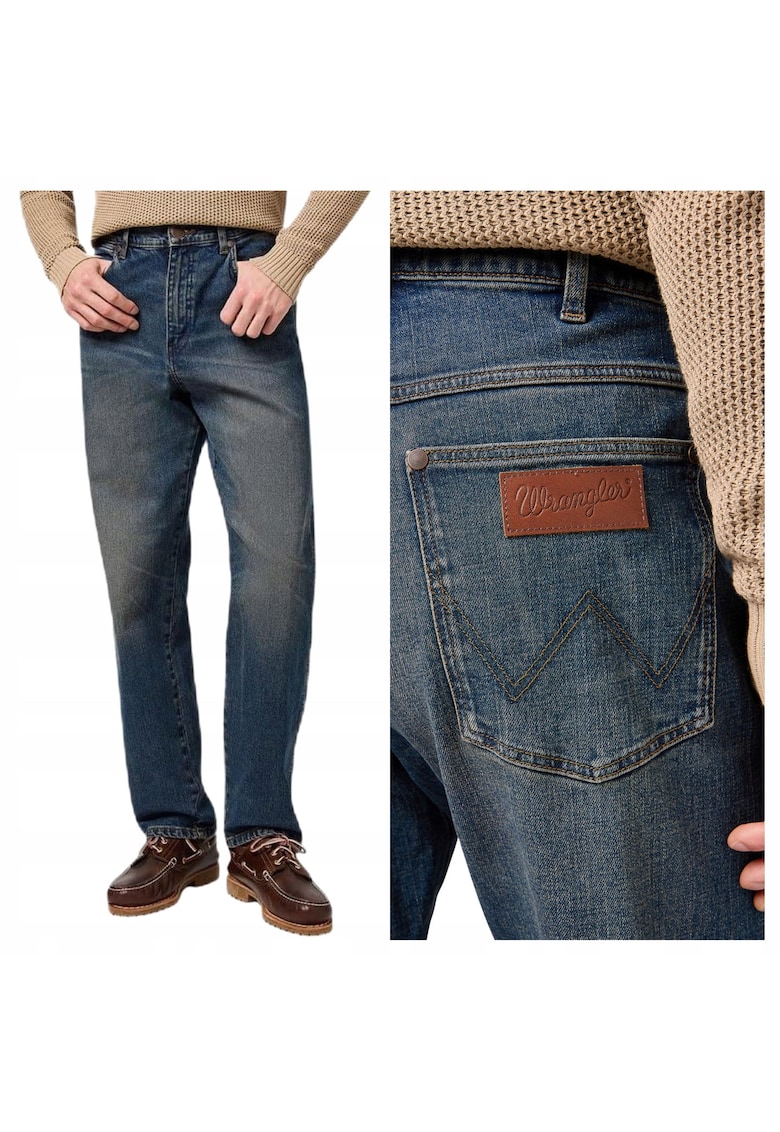 Blugi Barbati - Frontier - Straight Fit - Talie Medie - 5 Buzunare - Lungi - Fermoar - Bumbac - W34-L32 - Albastru
