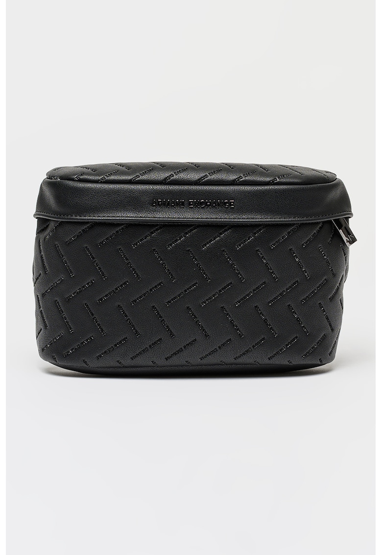 Geanta crossbody cu logo stantat - Negru