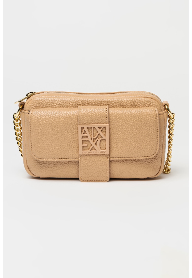 Geanta crossbody cu bareta din lant - Maro camel