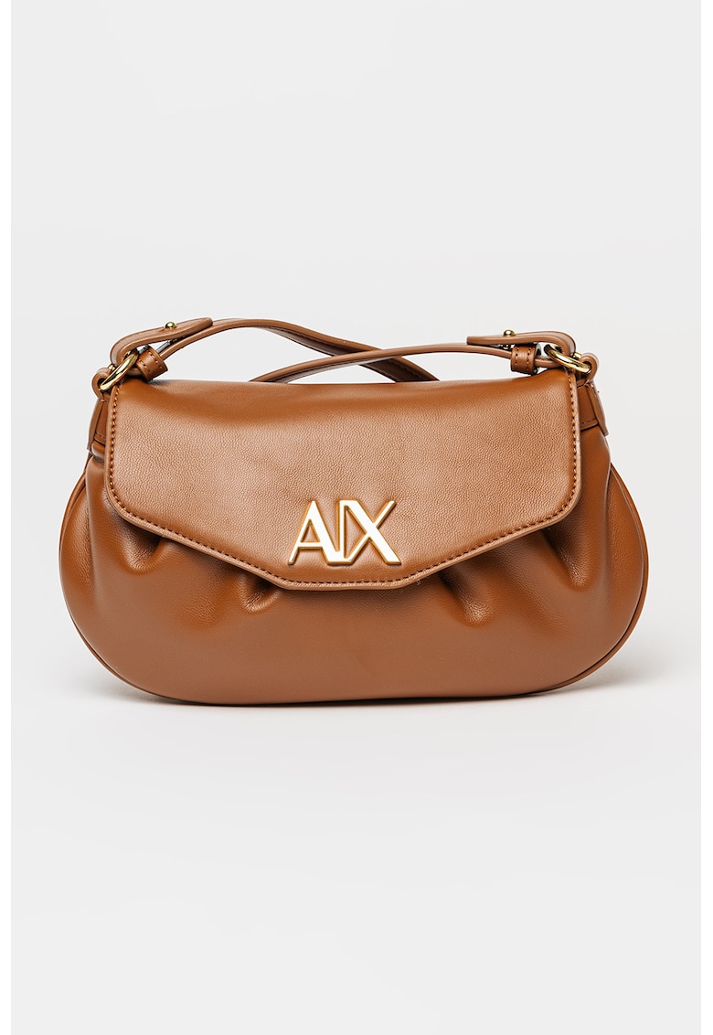 Geanta crossbody din piele ecologica cu clapa - Maro Siena