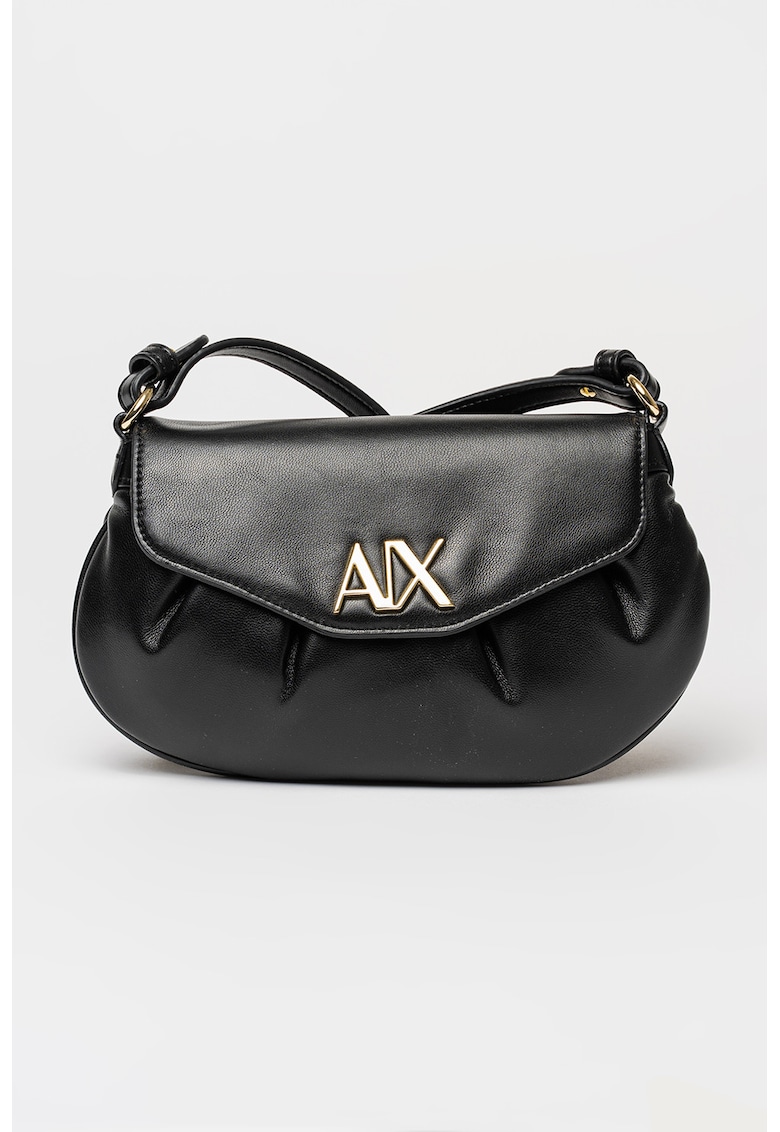 Geanta crossbody din piele ecologica cu clapa - Negru