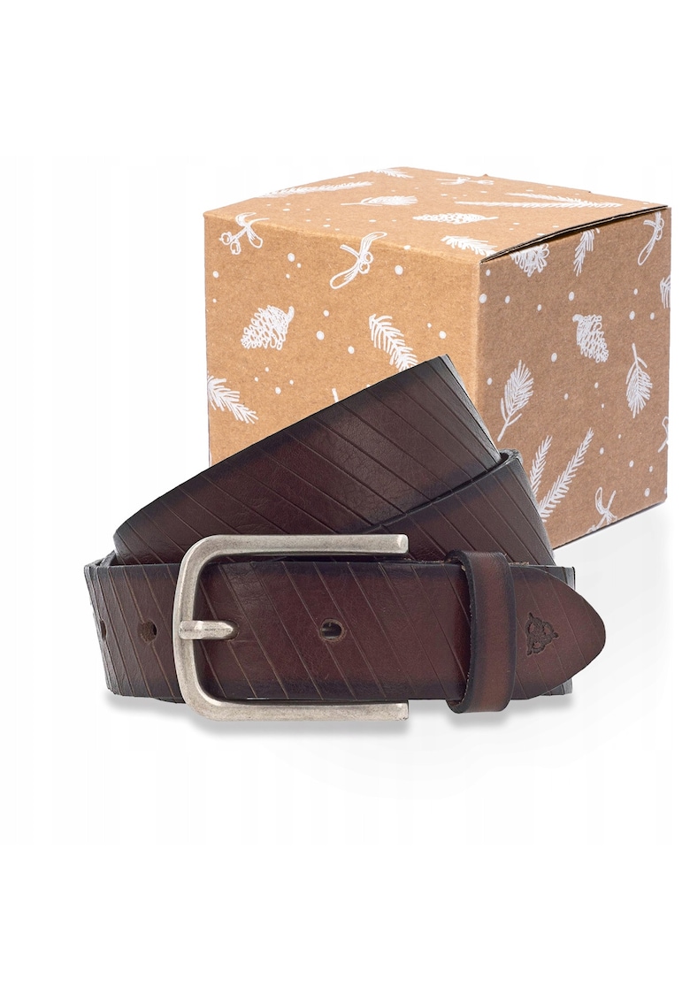 Curea Barbati - Regular Fit - Catarama Argintie - Design Clasic - Confortabila Si Stilata - Piele Naturala - Cadou Perfect - 105 cm - Maro