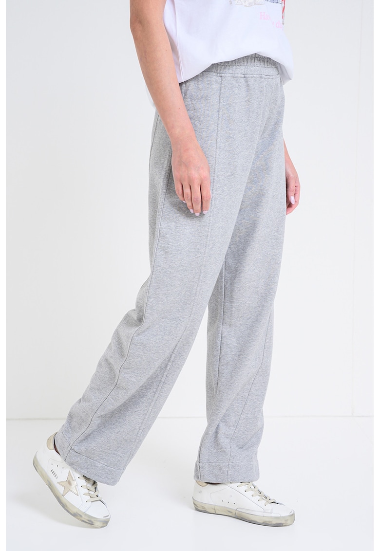 Pantaloni de trening cu croiala ampla si talie elastica - Gri inchis melange