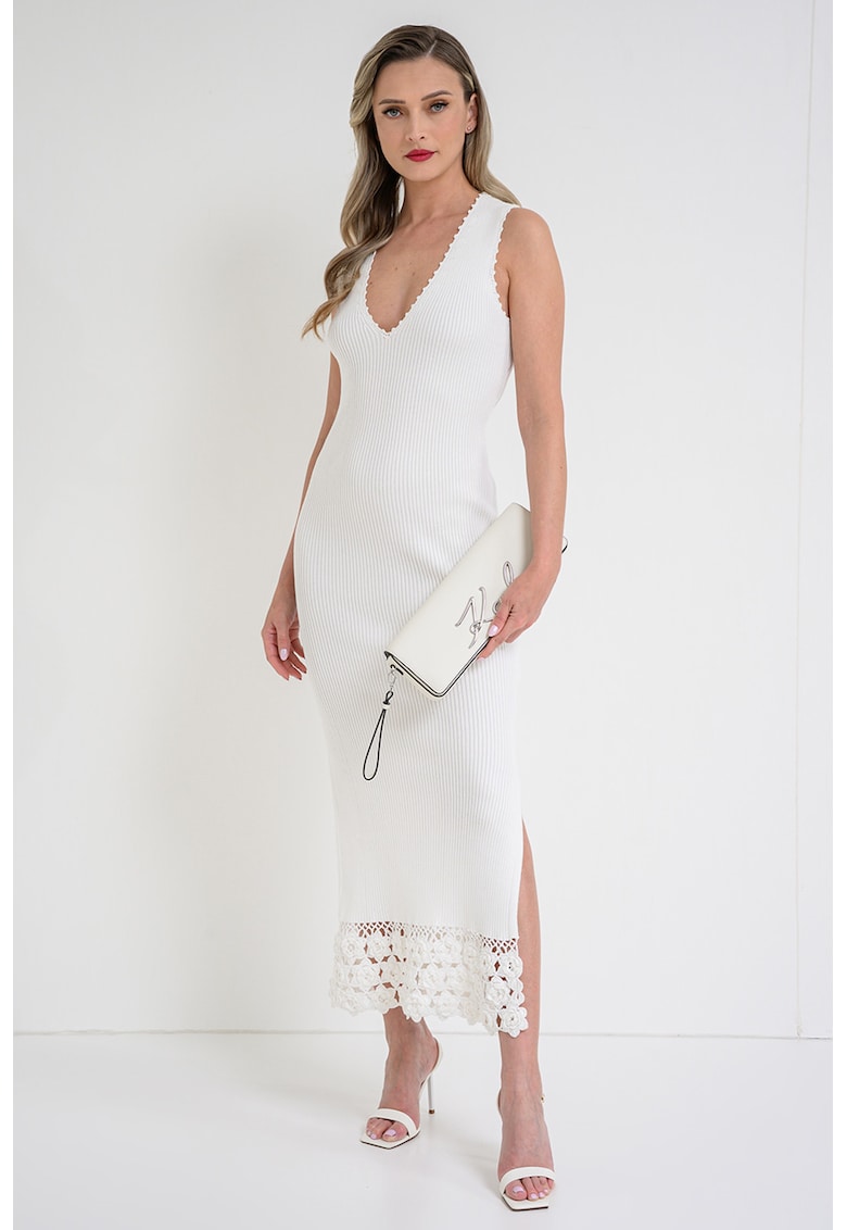 Rochie cu decolteu in V - Alb