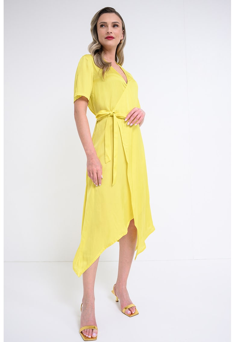 Rochie petrecuta cu decolteu in V Reforme - Galben sofran