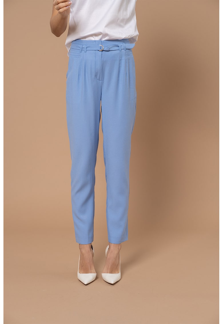 Pantaloni Chino cu cordon in talie Ilaria - Albastru pastel