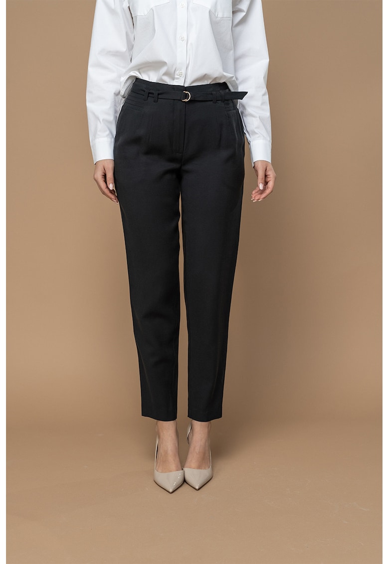 Pantaloni Chino cu cordon in talie Ilaria - Negru