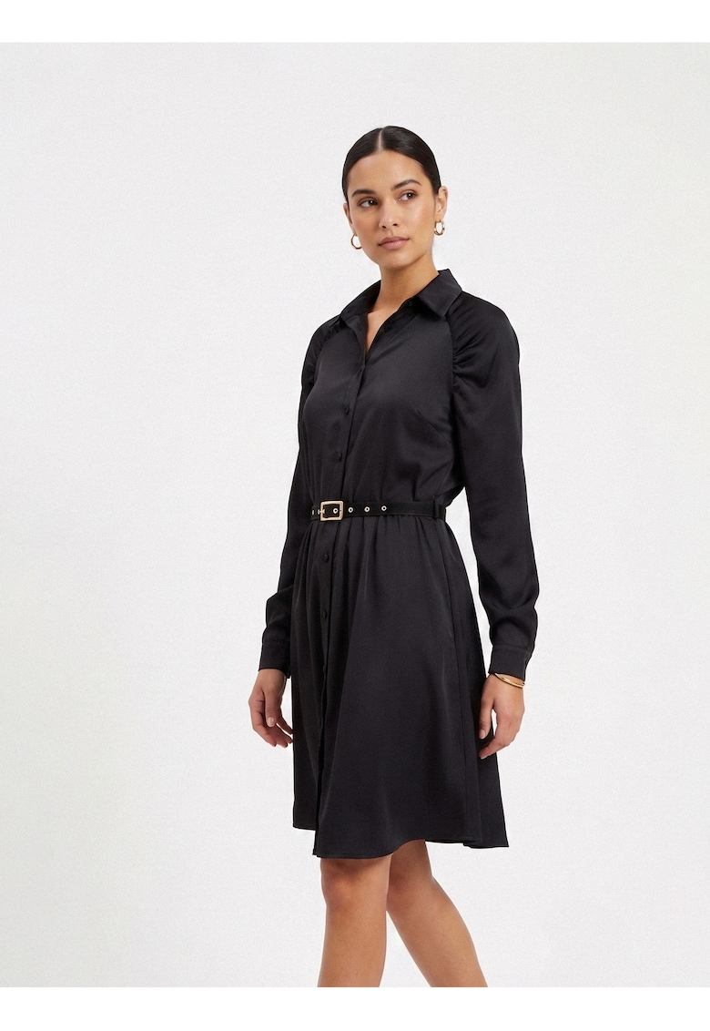 Rochie camasa midi cu maneci reglan si curea