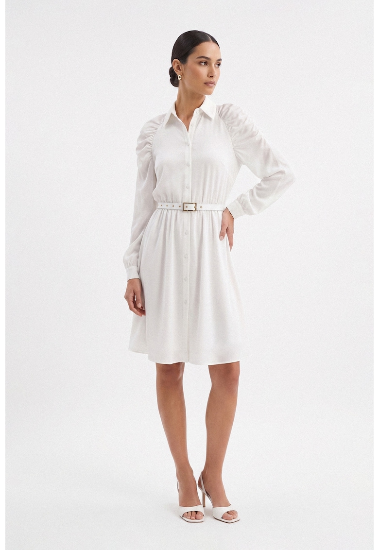 Rochie camasa midi cu maneci reglan si curea