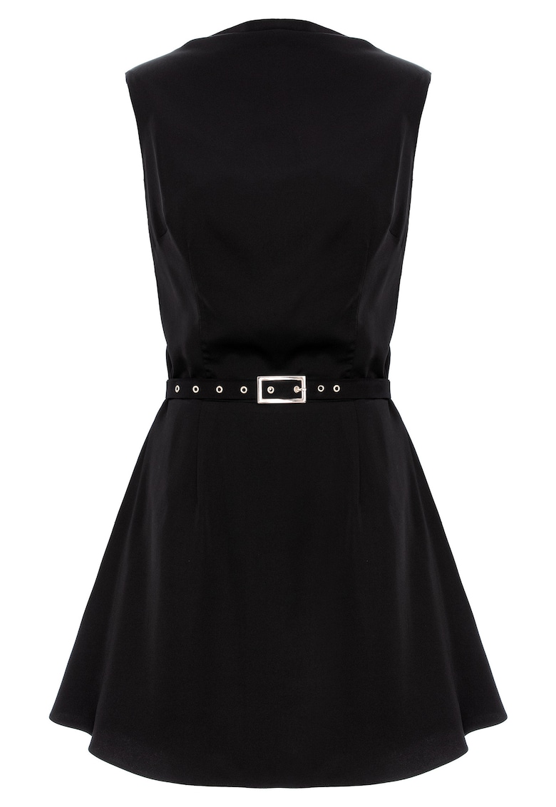 Rochie scurta in A din vascoza - Negru