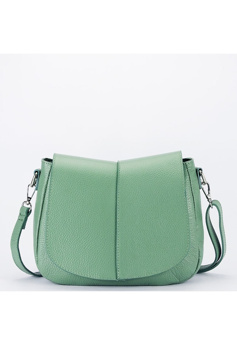 Geanta din piele naturala casual B-8960 123 - Verde menta - 21x27x8