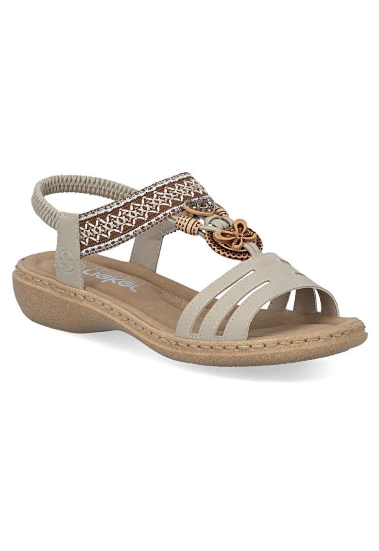 Rieker sandale bej pentru femei - slip-on 61855-62
