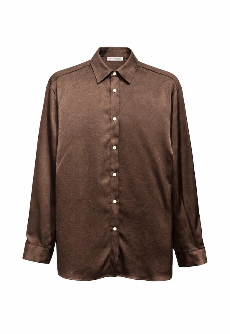 Camasi dama - camasa din satin - maneca lunga - maro cafea - 100% poliester
