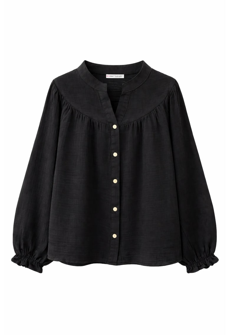Camasi dama - camasa de bumbac muselina - negru - maneca lunga - 100% bumbac