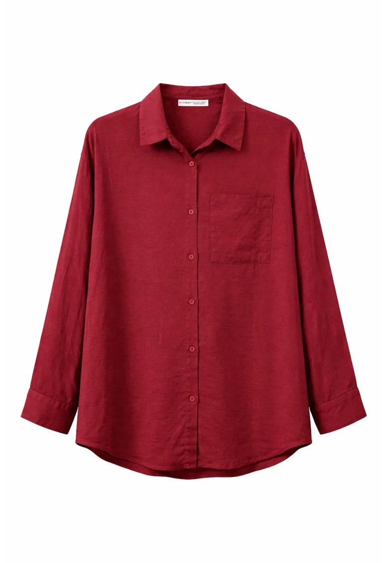 Camasi dama - camasa supradimensionata - rosu burgundy - amestec de bumbac - in si viscoza