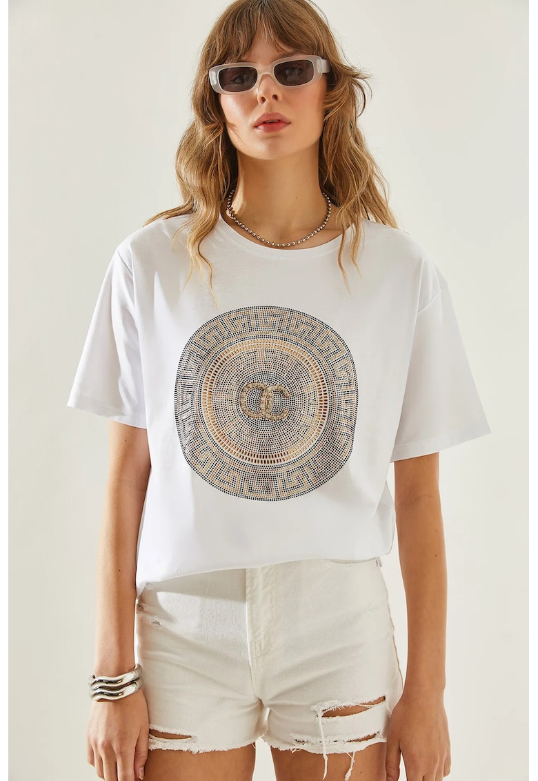 Tricou dama alb - brodat