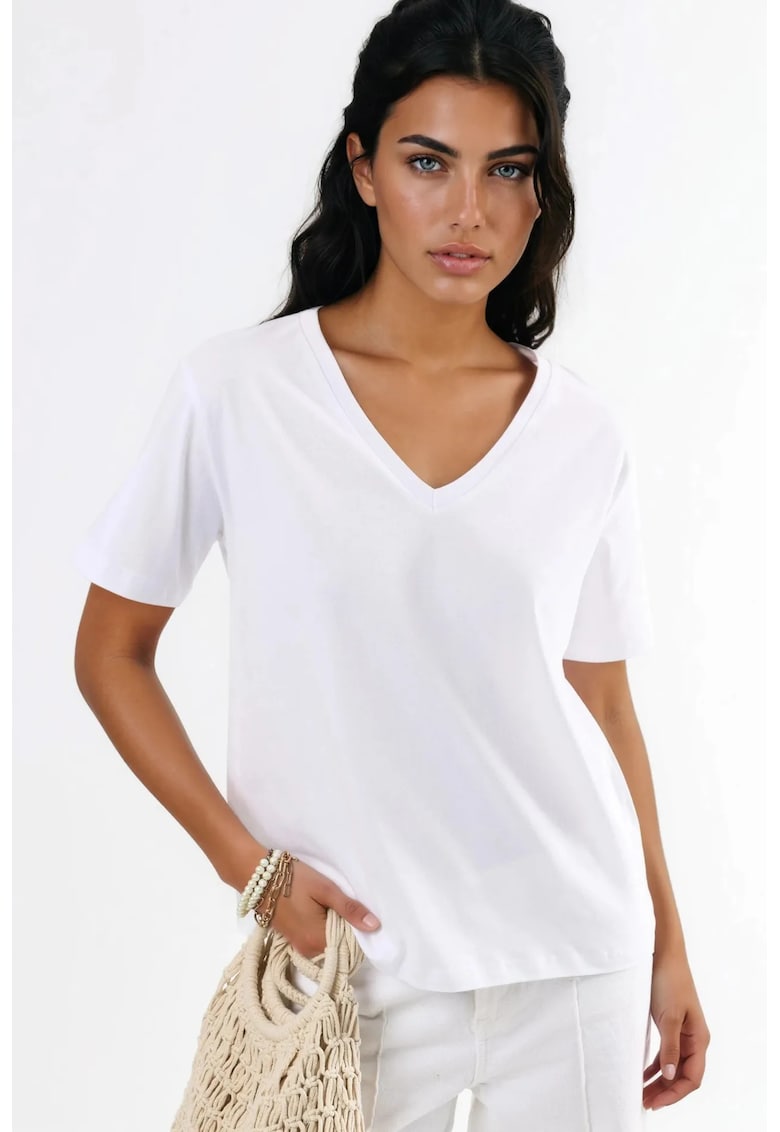 Tricou dama alb - cu decolteu