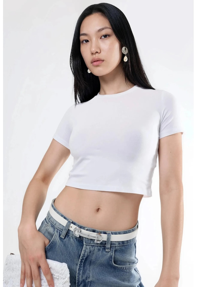 Tricou dama alb - scurt