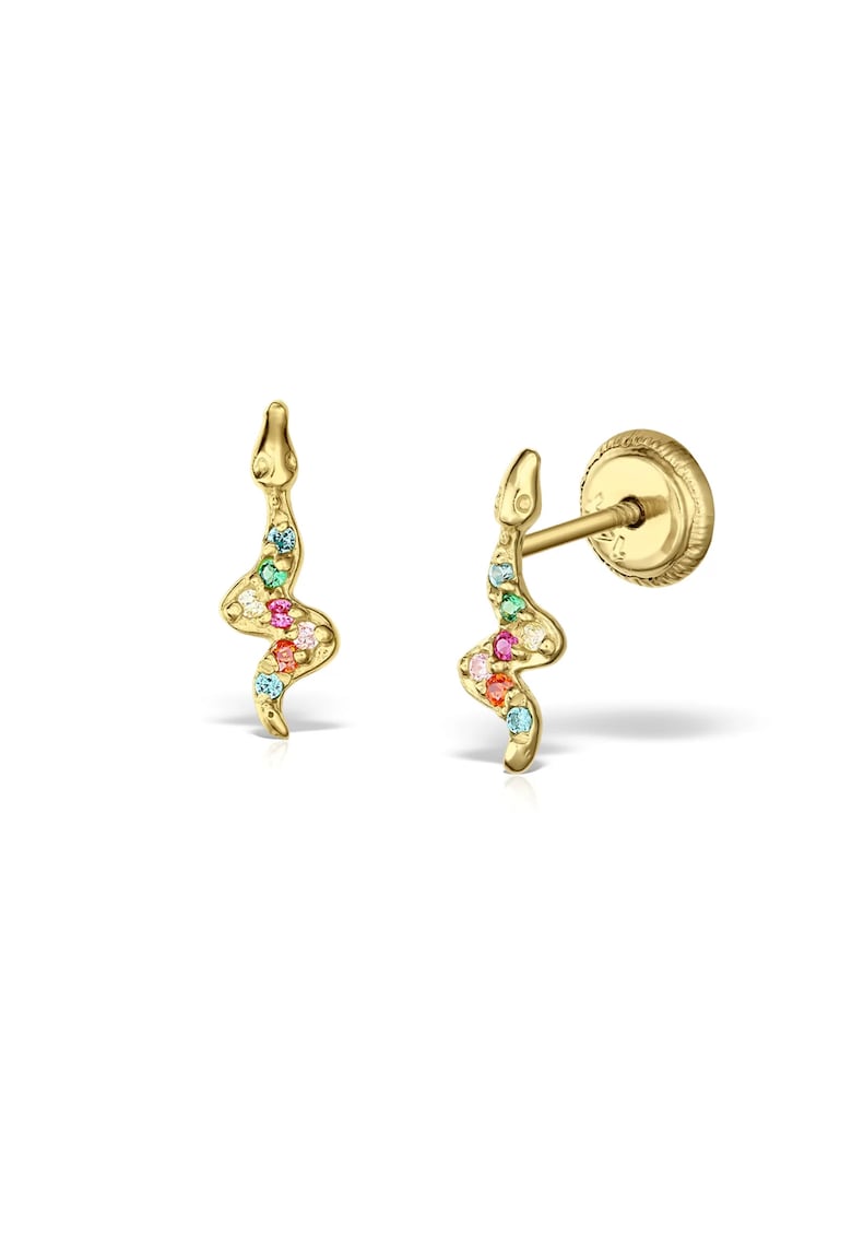 Cercei model sarpe pentru fete - aur 14 KT - inchidere cu protectie