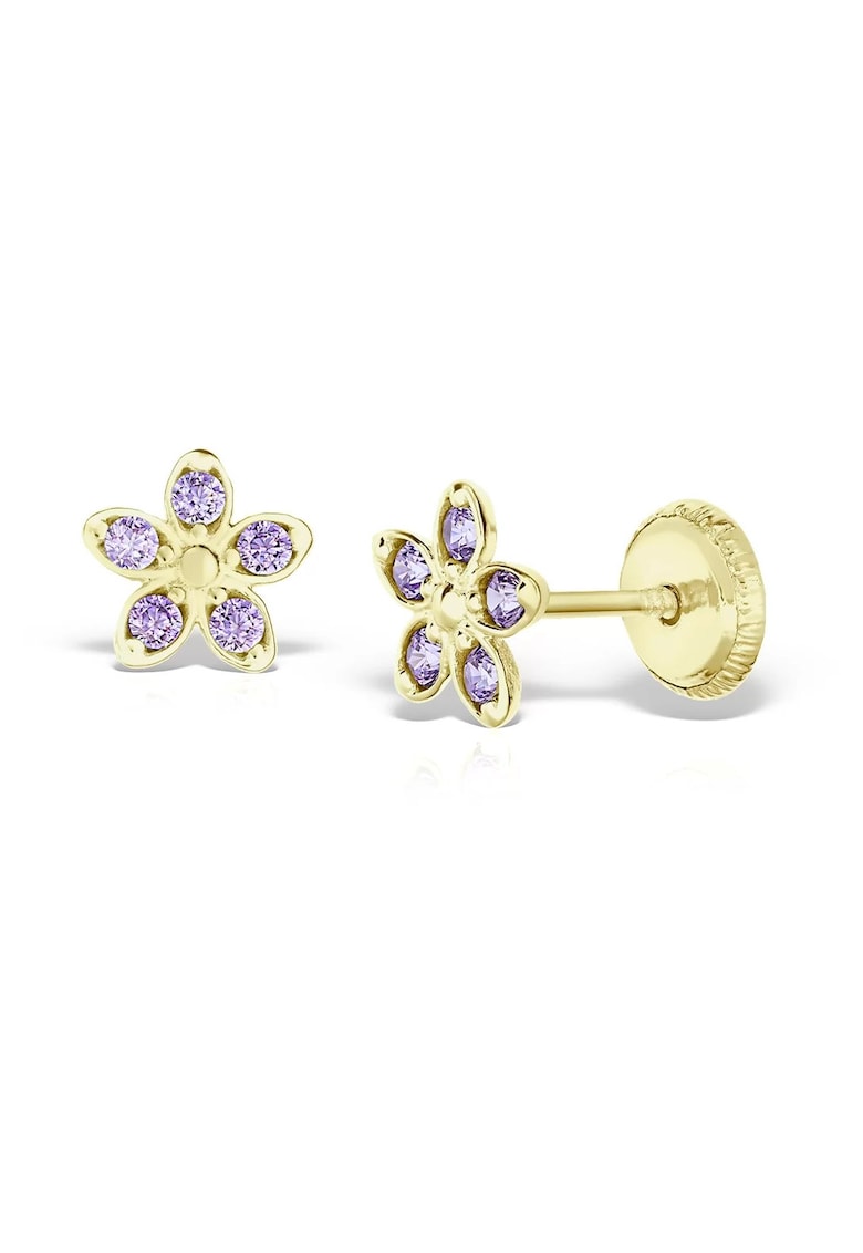 Cercei pentru fete - aur galben 14 KT - inchidere cu protectie