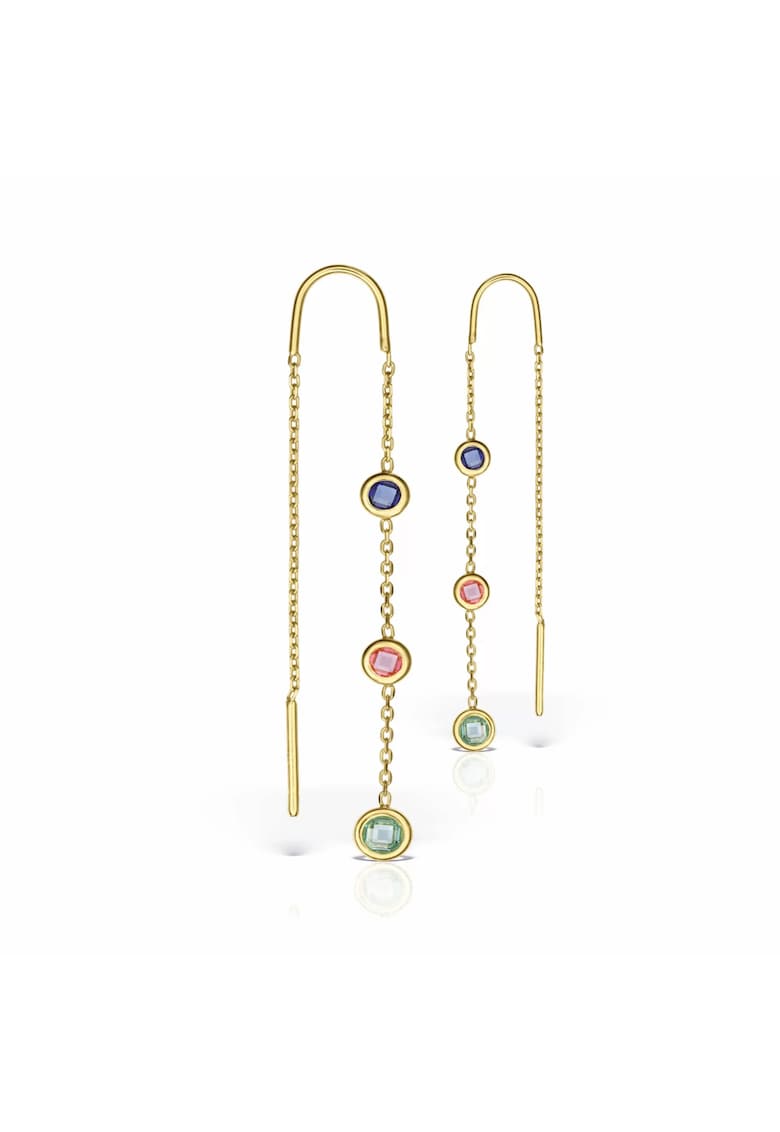 Cercei lantisor din aur 14 KT - cu pietricele colorate - pentru fete