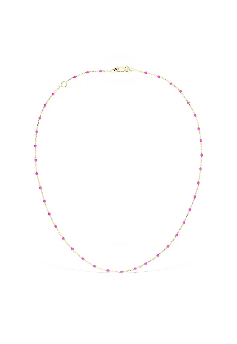 Colier pentru copii - aur 14 KT - pietricele roz - lungime reglabila