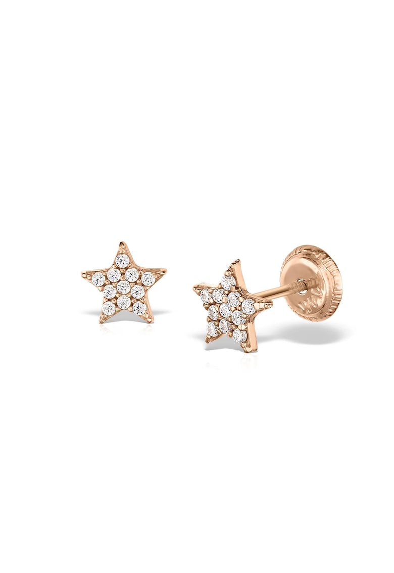 Cercei steluta din aur roz 14 KT - inchidere cu protectie
