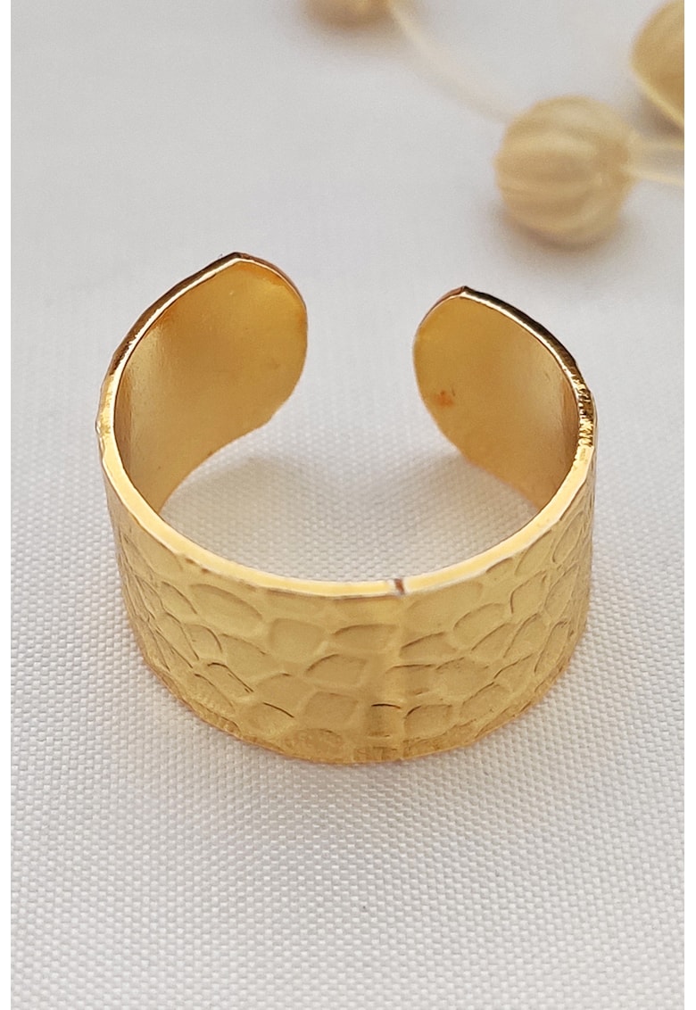 Inel ajustabil cu model texturat - Auriu