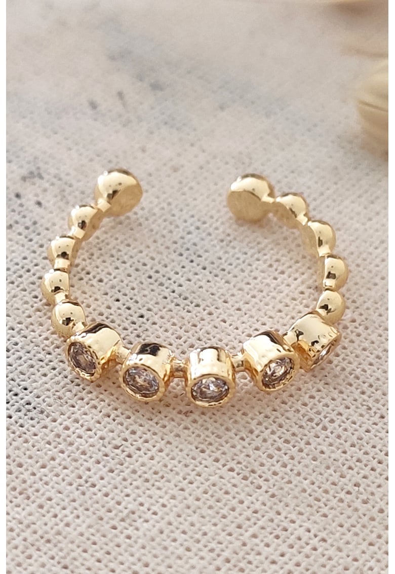 Inel ajustabil cu zirconia - Auriu
