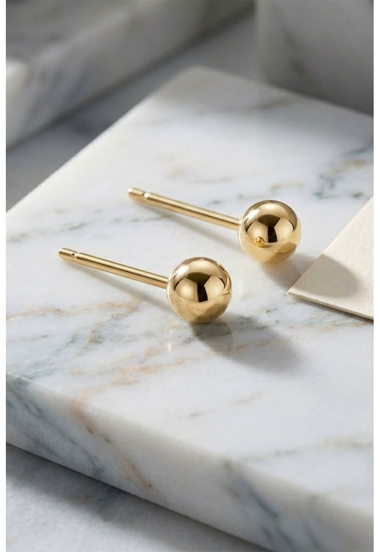 Cercei cu tija si model uni - Auriu