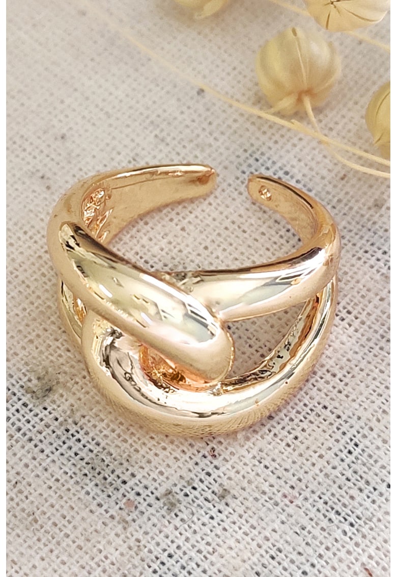 Inel cu detaliu rasucit - fara inchidere - Auriu