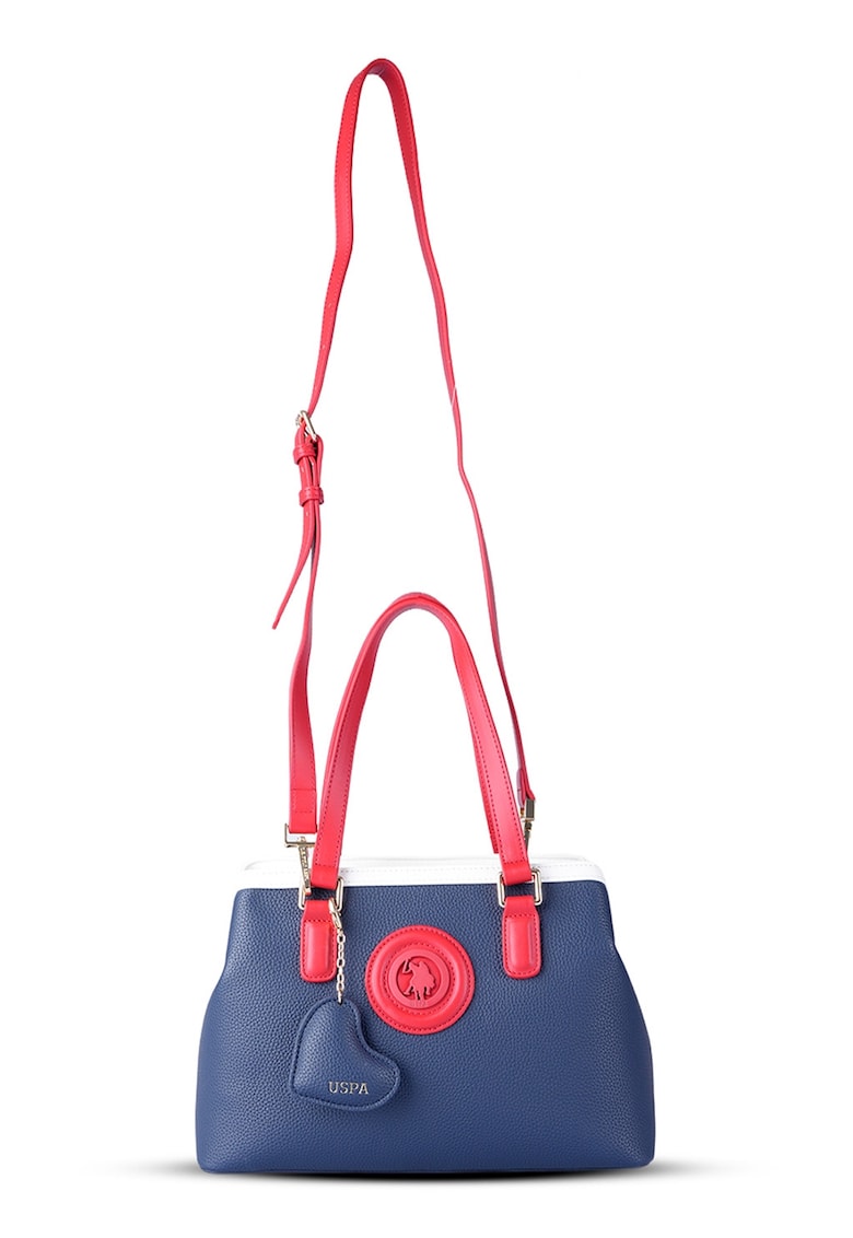 Geanta cu bareta detasabila de umar - Rosu/Alb/Bleumarin