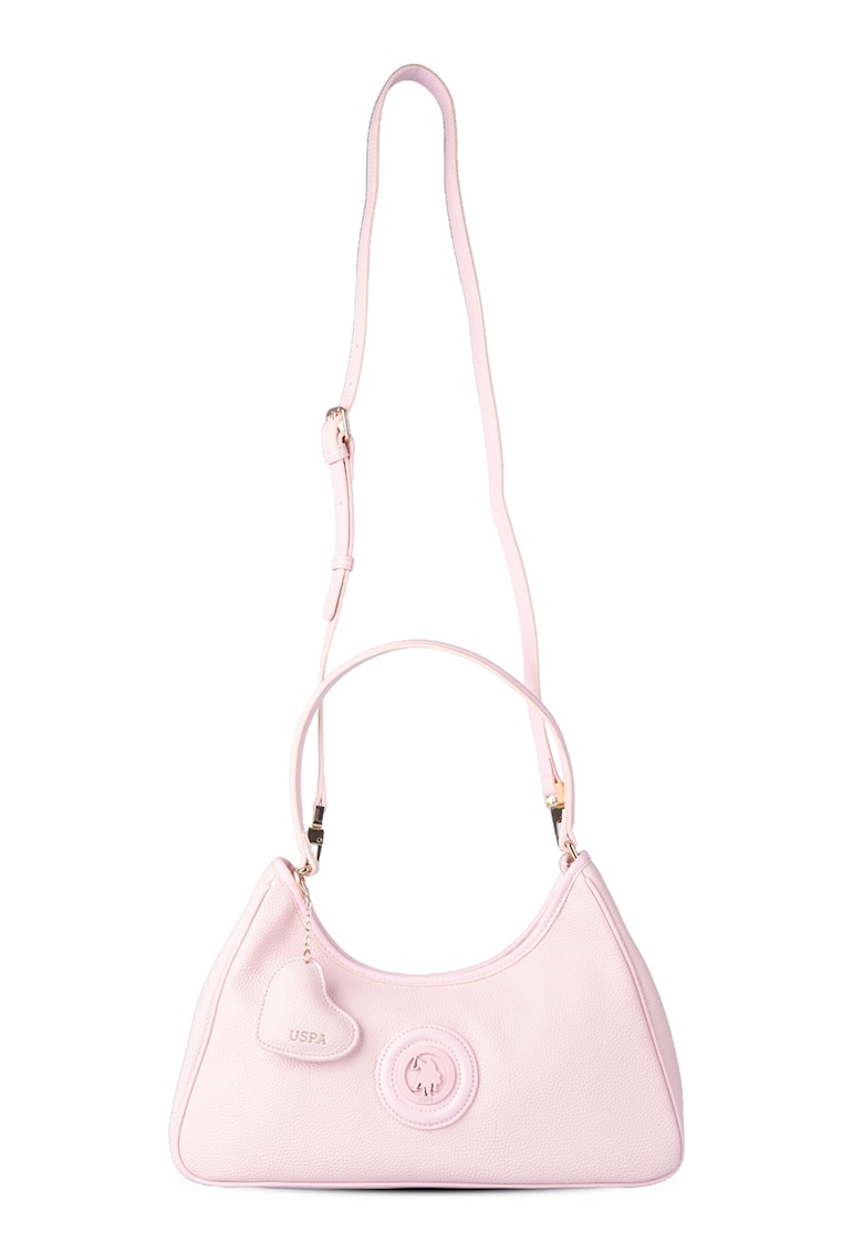 Geanta de piele ecologica cu bareta de umar - Roz pastel