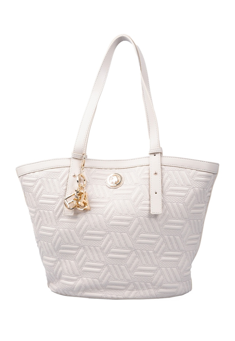 Geanta shopper cu model in relief - Crem