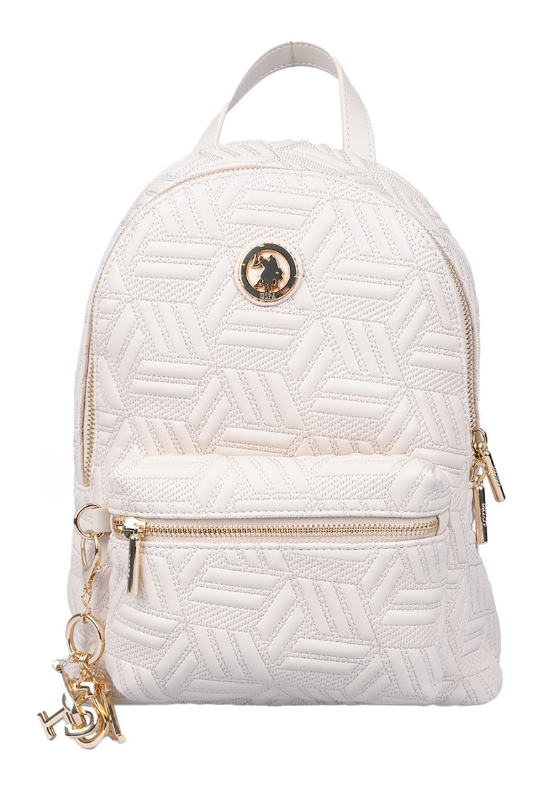 Rucsac de piele ecologica cu fermoar - Crem