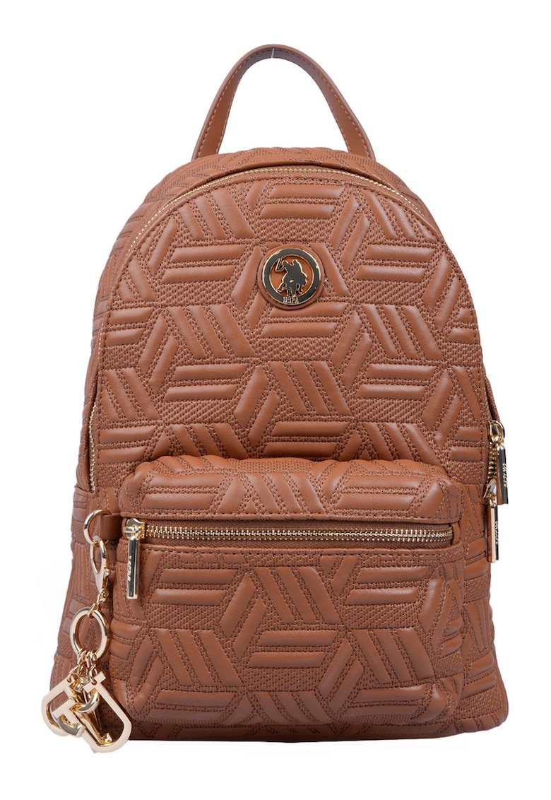 Rucsac de piele ecologica cu fermoar - Maro scortisoara