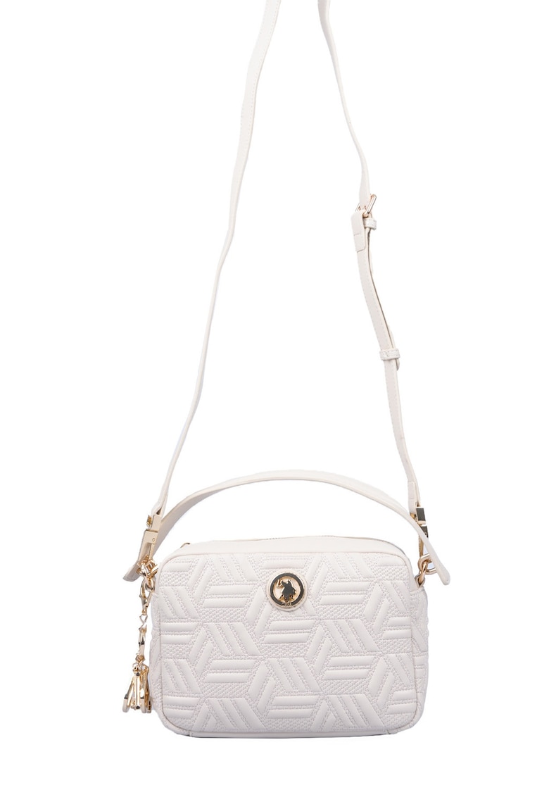 Geanta crossbody texturata de piele ecologica - Crem