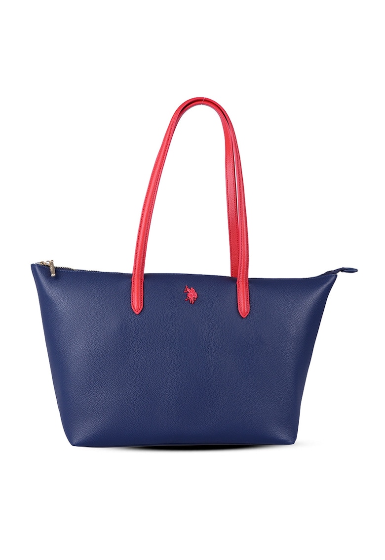 Geanta shopper cu logo - Rosu/Bleumarin