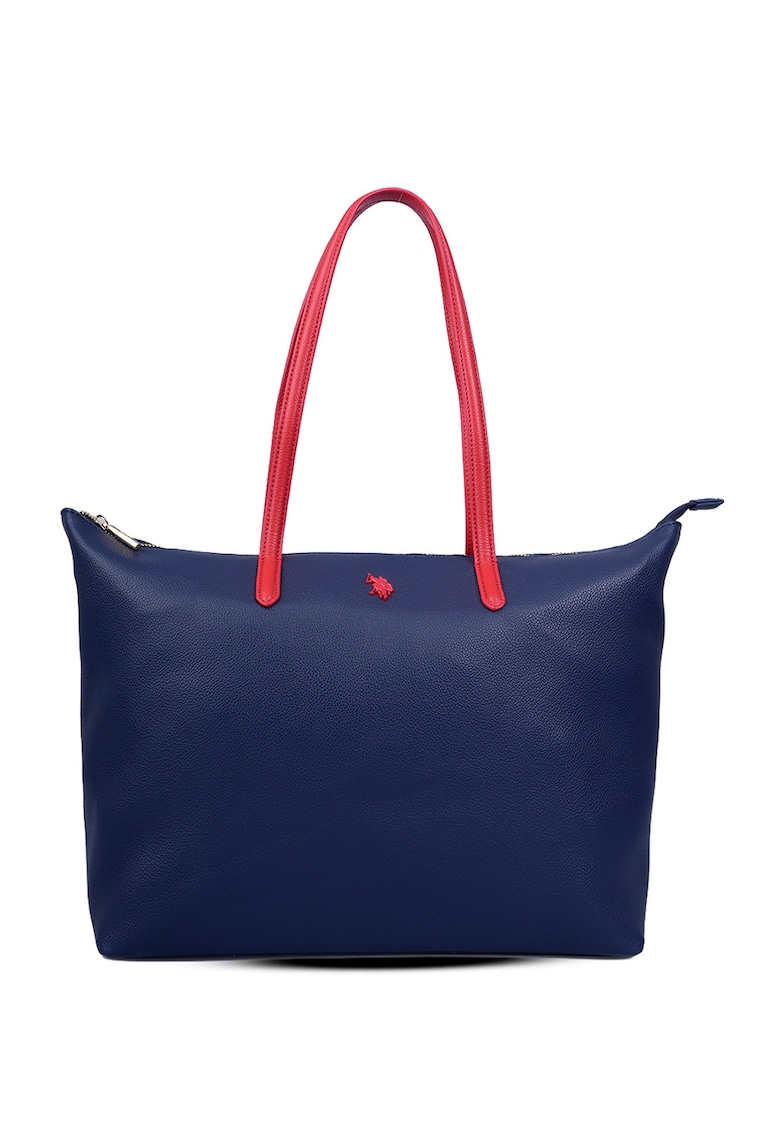 Geanta shopper cu logo - Rosu/Bleumarin