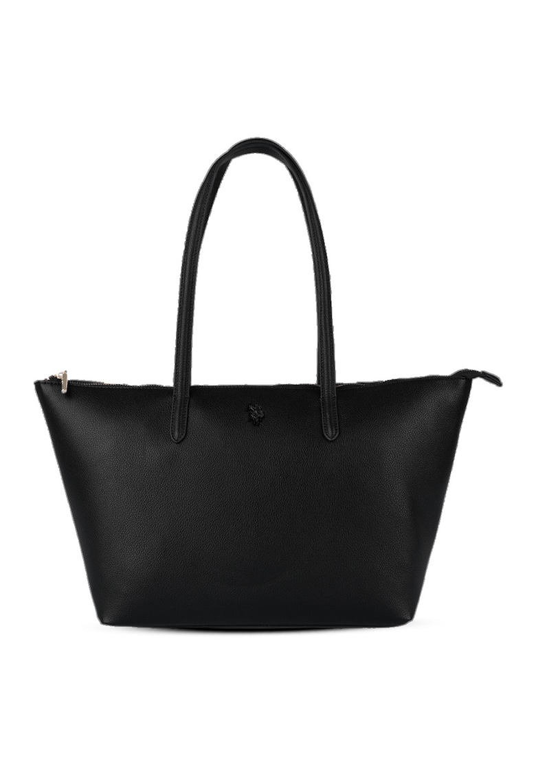 Geanta shopper cu logo - Negru