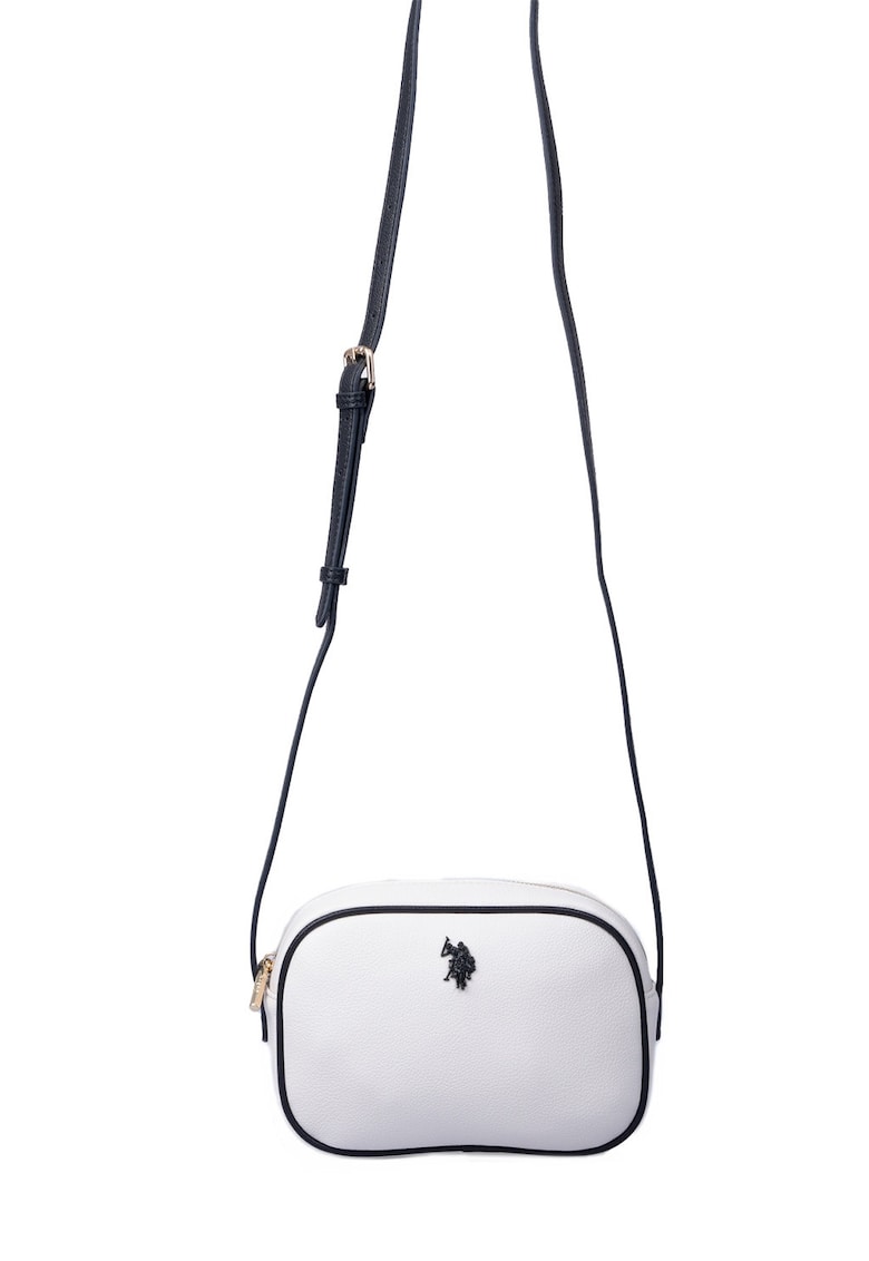 Geanta crossbody de piele ecologica - Alb/Negru