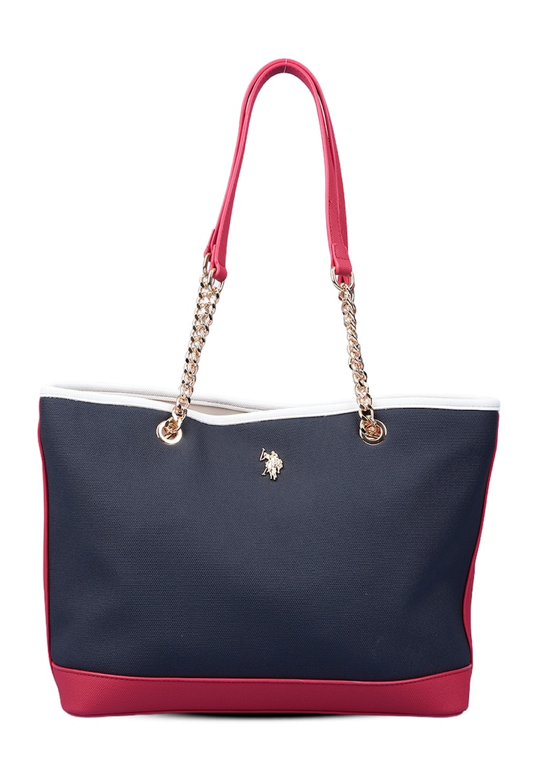 Geanta tote cu logo - Rosu/Alb/Bleumarin