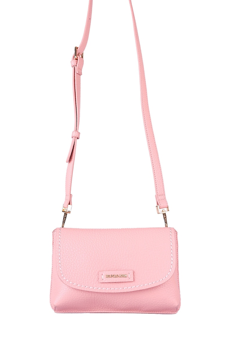 Geanta crossbody de piele ecologica cu bareta detasabila - Roz pastel