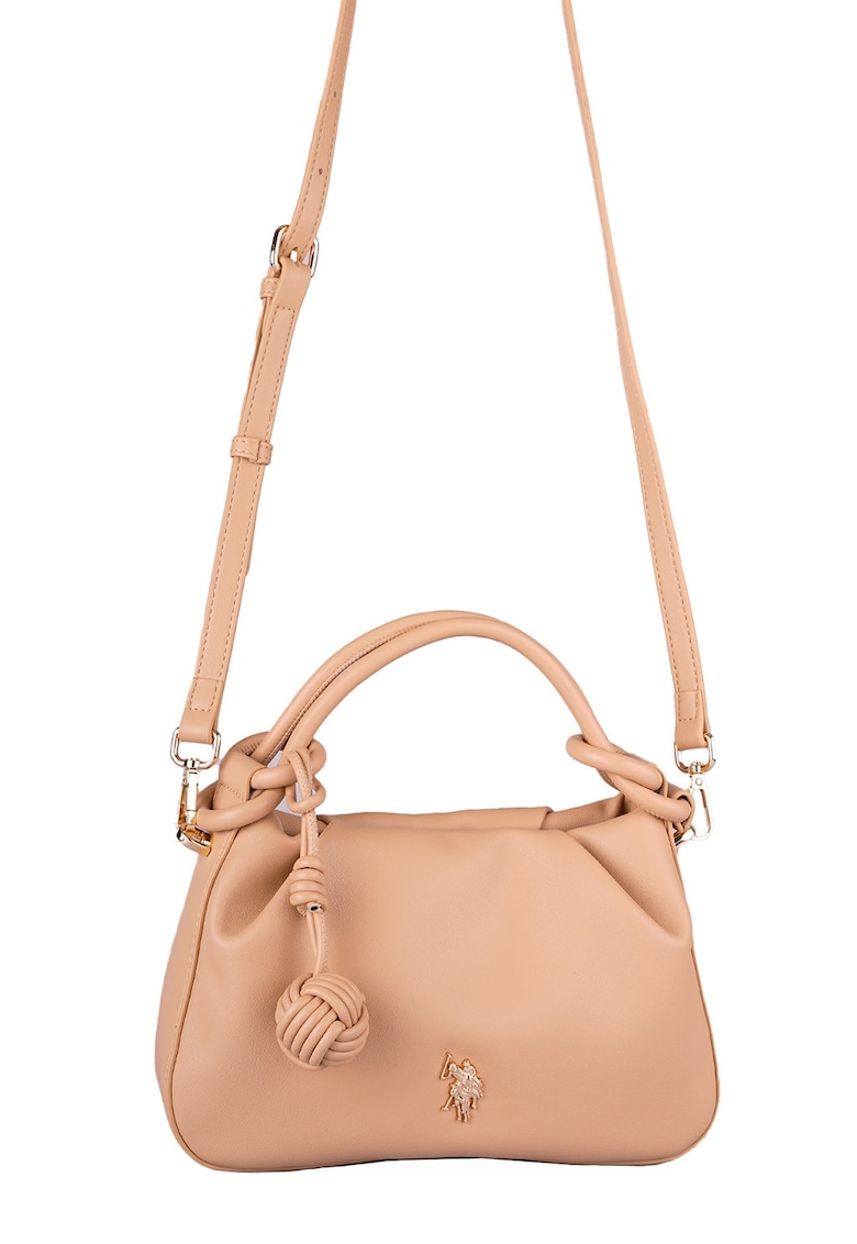 Geanta cu maner si logo - Maro nisip