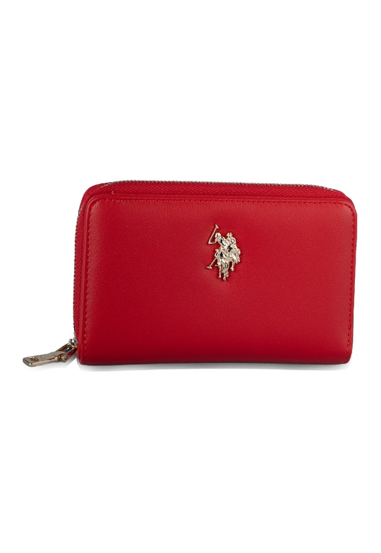 Portofel de piele ecologica cu logo metalic - Rosu