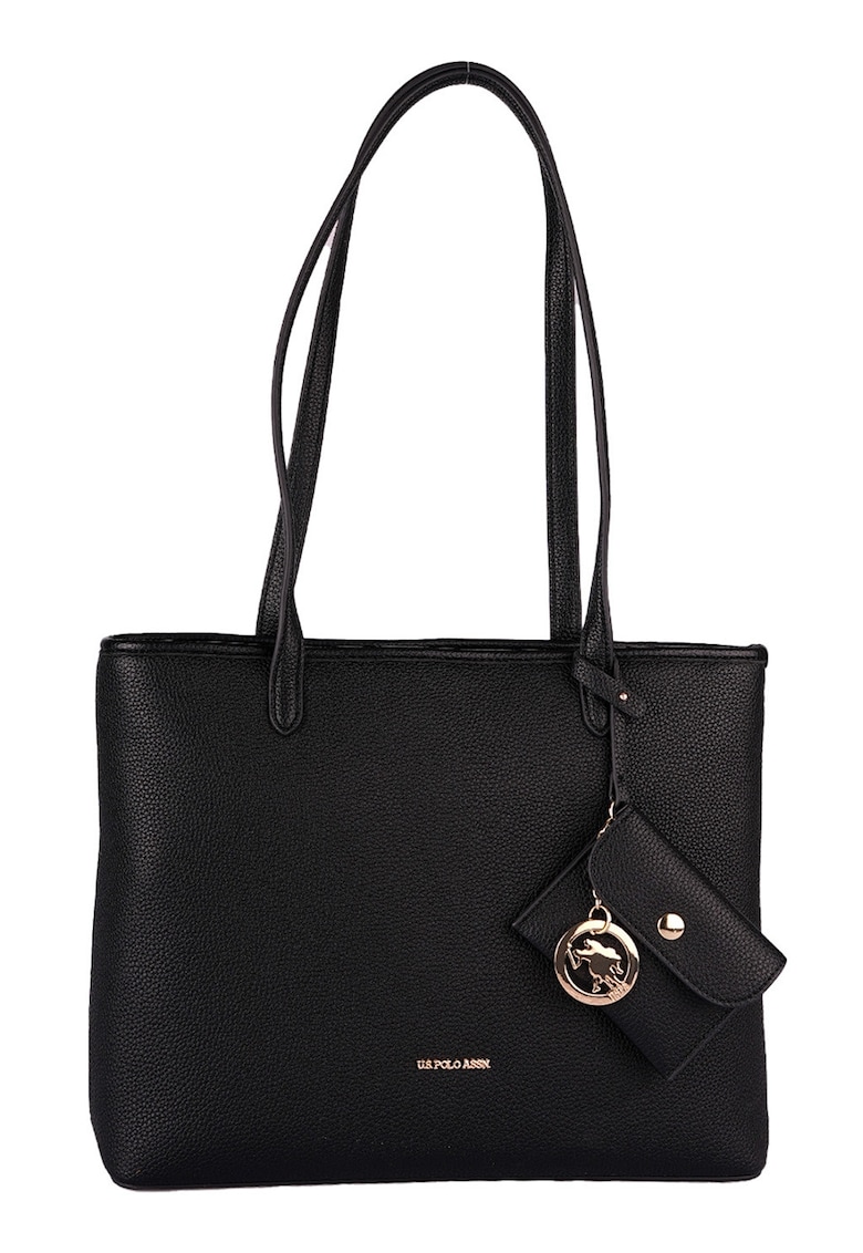 Geanta tote cu fermoar si cu etui - Negru