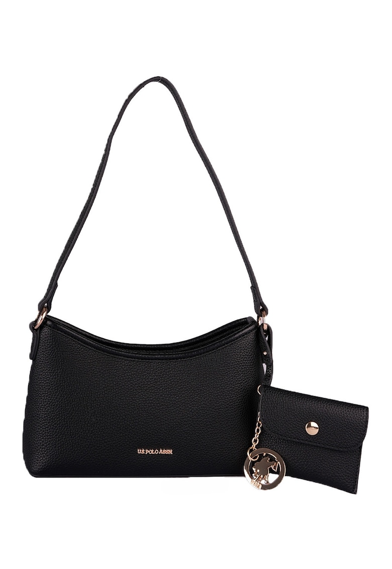 Geanta crossbody de piele ecologica cu talisman-etui - Negru