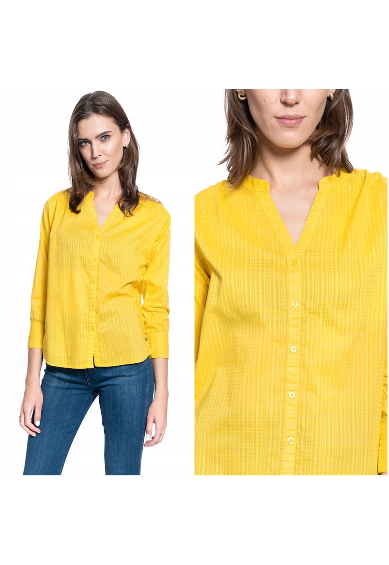 Camasa Dama - EDDA BLOUSE - 100% Bumbac Natural Calitate Premium - Croiala Slim Fit - Material Moale Si Respirabil - Design Clasic Cu Guler - Inchidere Cu Nasturi - Ideala Pentru Tinute Casual - Marimea 36 S - Galben