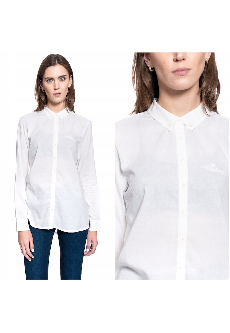 Camasa Dama Lunga - EDDA BDC LONGBLOUSE - 100% Bumbac Natural - Croiala Regular Fit Lunga - Material Moale Si Respirabil - Design Clasic Cu Guler - Inchidere Nasturi - Ideala Pentru Tinute Casual - Marimea 36 S - Alb