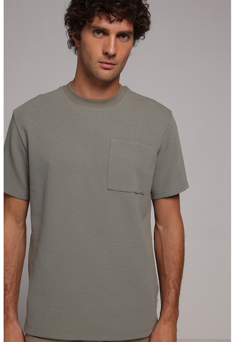 Tricou cu aspect texturat - Kaki